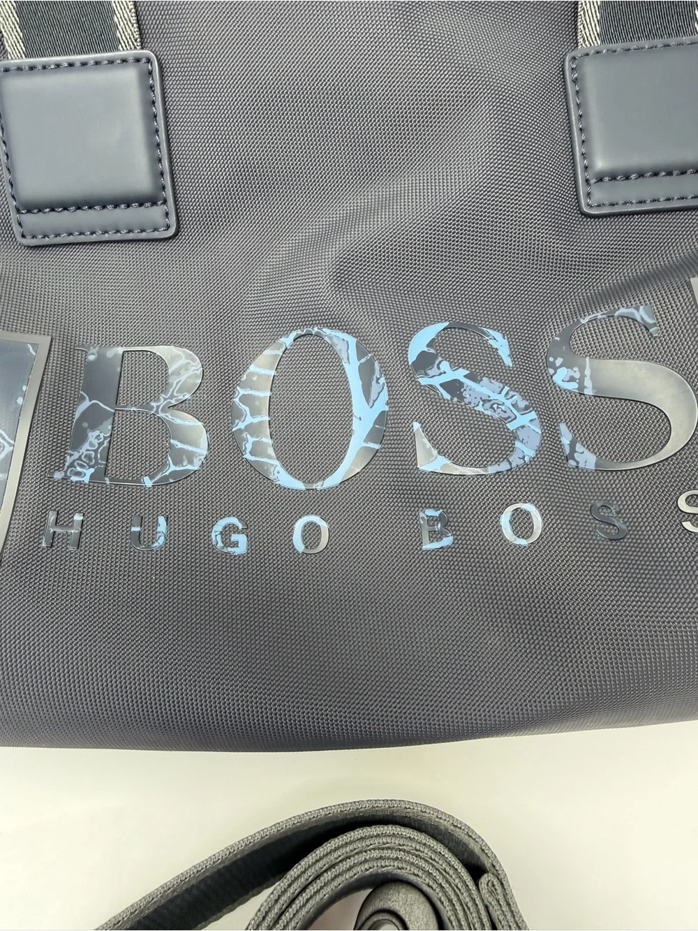 Hugo Boss Gray Duffle Bag Weekender Gym Travel Shoulder Strap